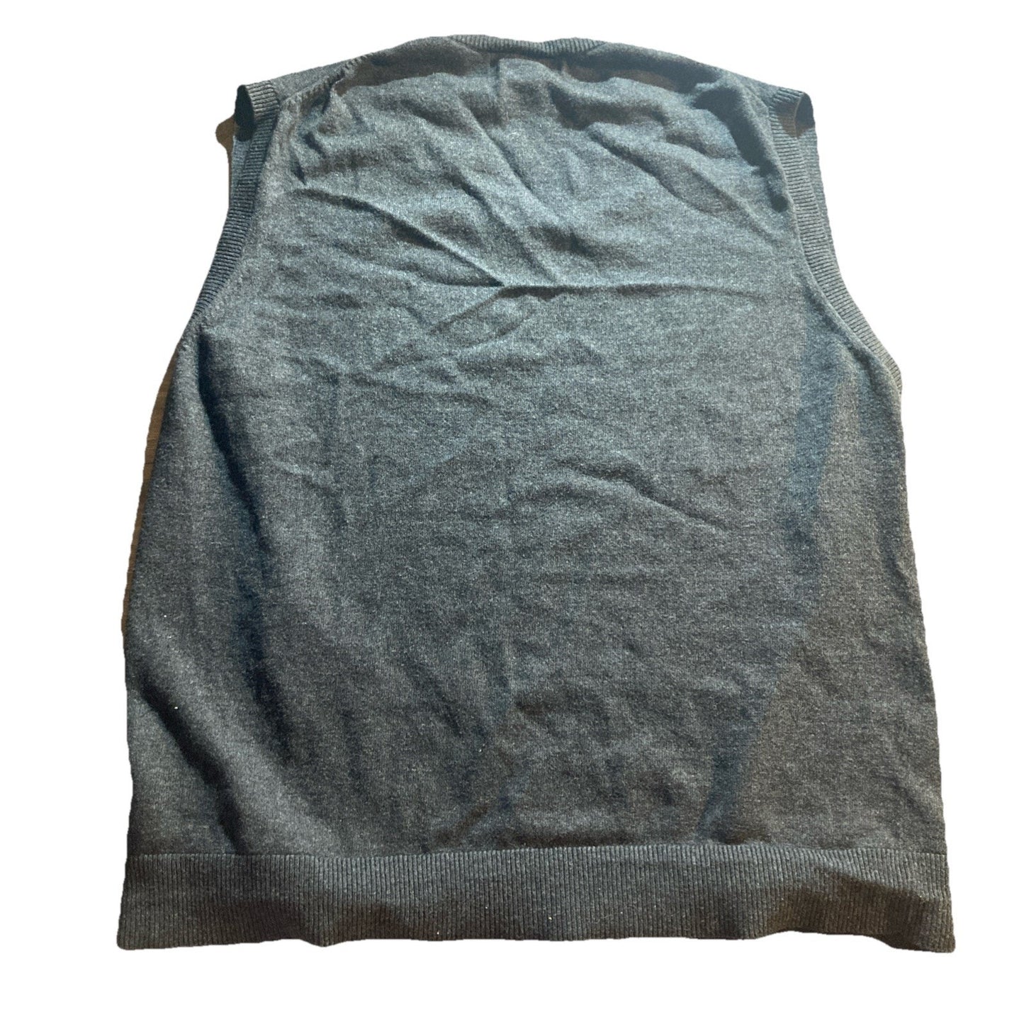 Academia Eddie Bauer Mens Large Gray Solid Knit Cashmere Sweater Vest