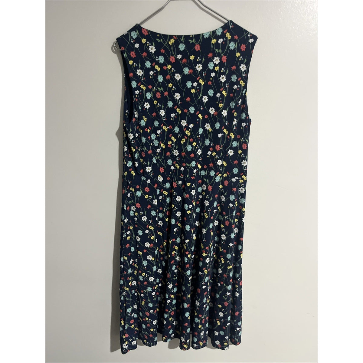 Charter Club Floral Midi Dress Women’s XL Navy Sleeveless Fit & Flare Daisy