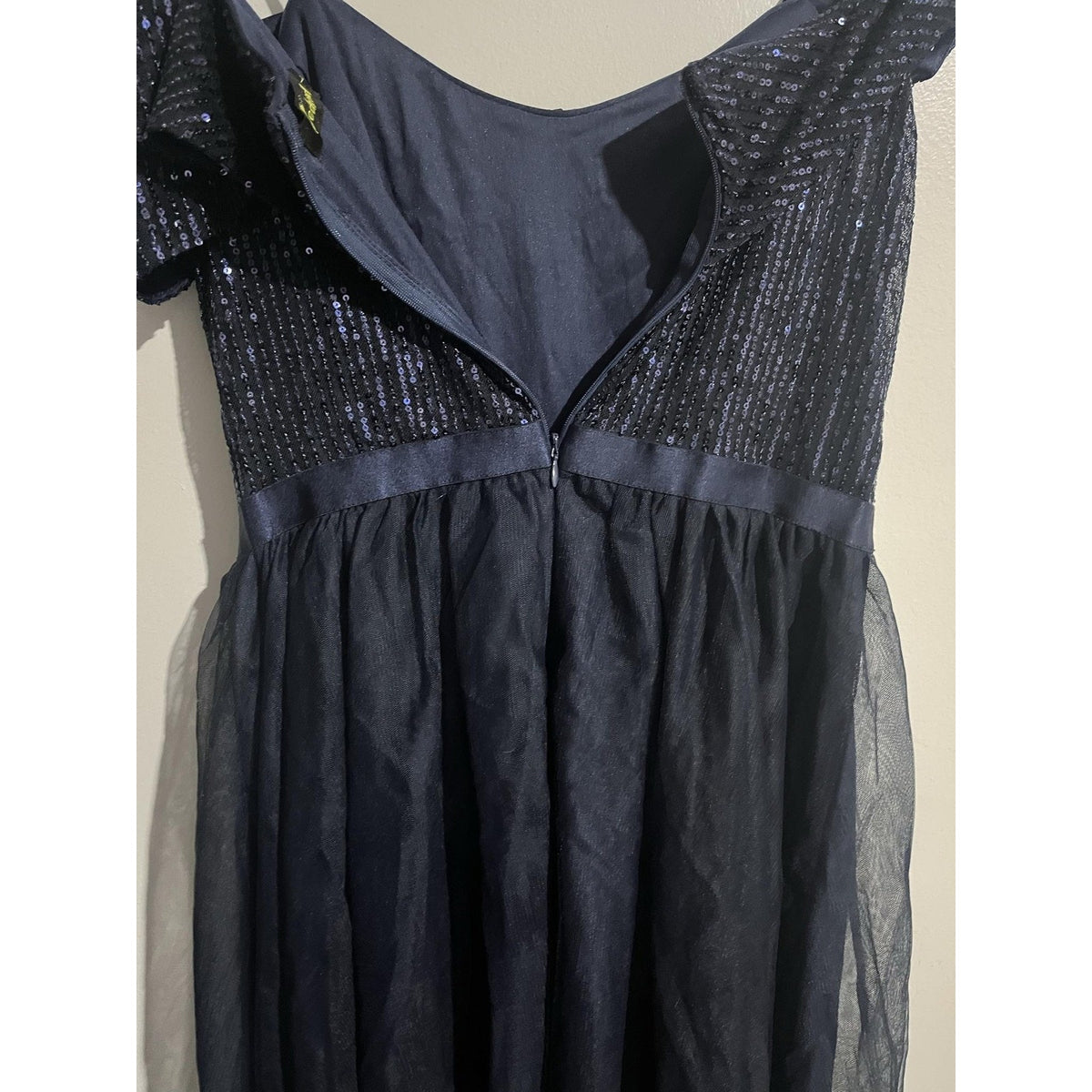 Wedtrend Dress Womens L Blue Fit & Flare Knee Length Sequin Off Shoulder