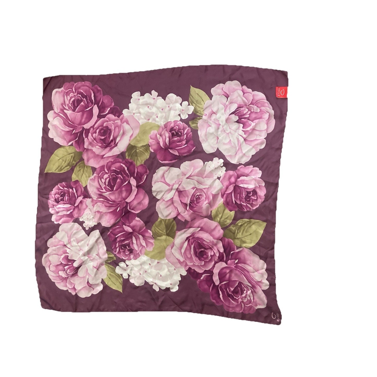 Oscar De La Renta Studio 100% Silk Scarf Bright Colorful Flower Floral 33”X 35”