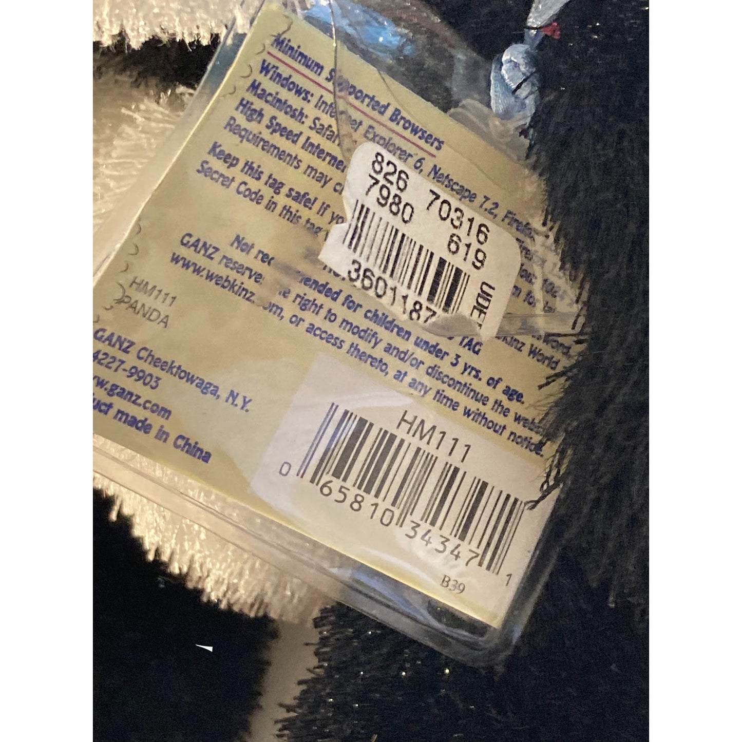 Webkinz Panda HM111 Ganz Plush NWT Tag Attached Patent Pending Early Release