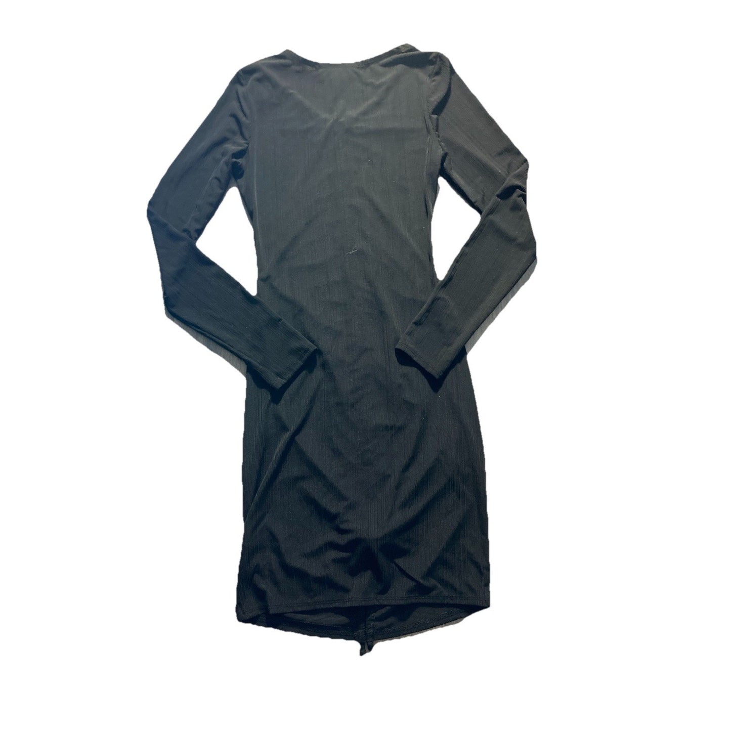 BCX Dress Bodycon Black Ribbed Front Ruched Long Sleeve Mini Dress XS