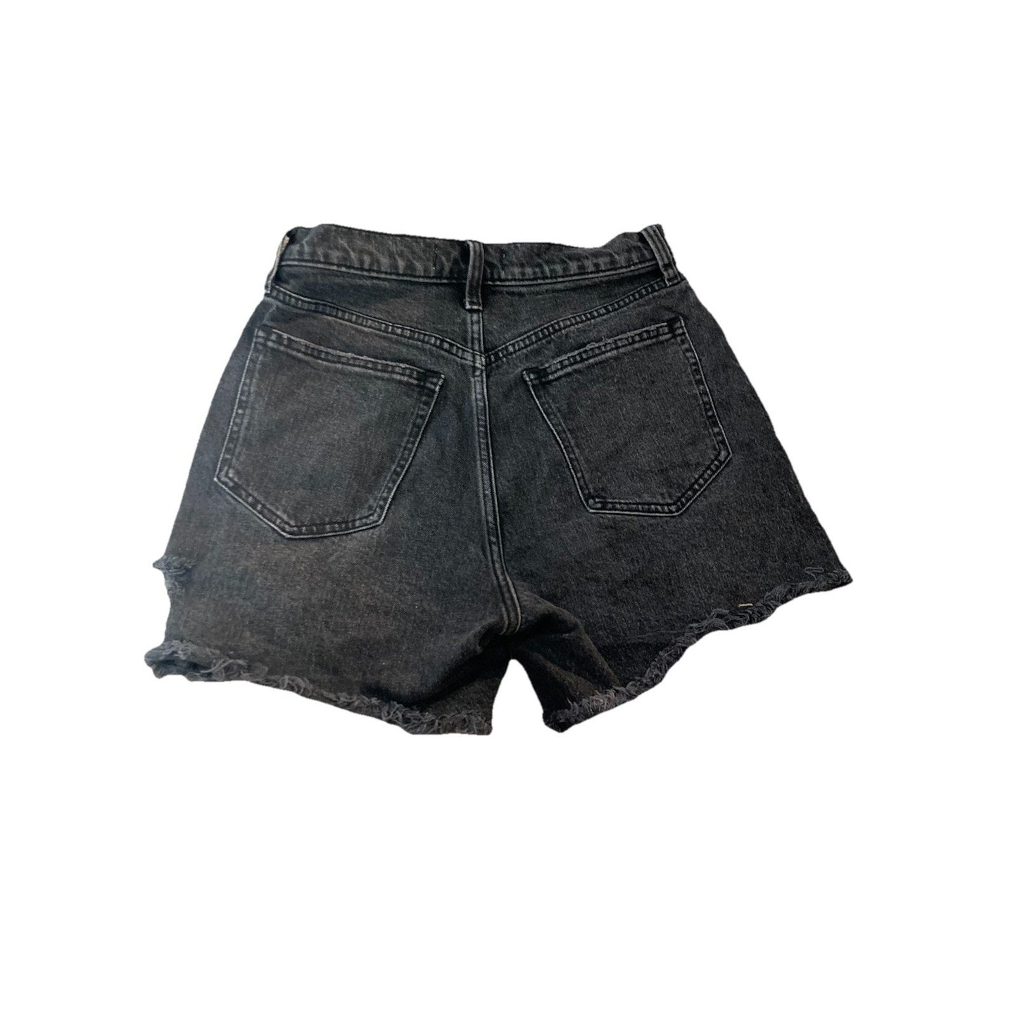 Abercrombie & Fitch The Dad Short High Rise Distressed Black Wash sz 27/4