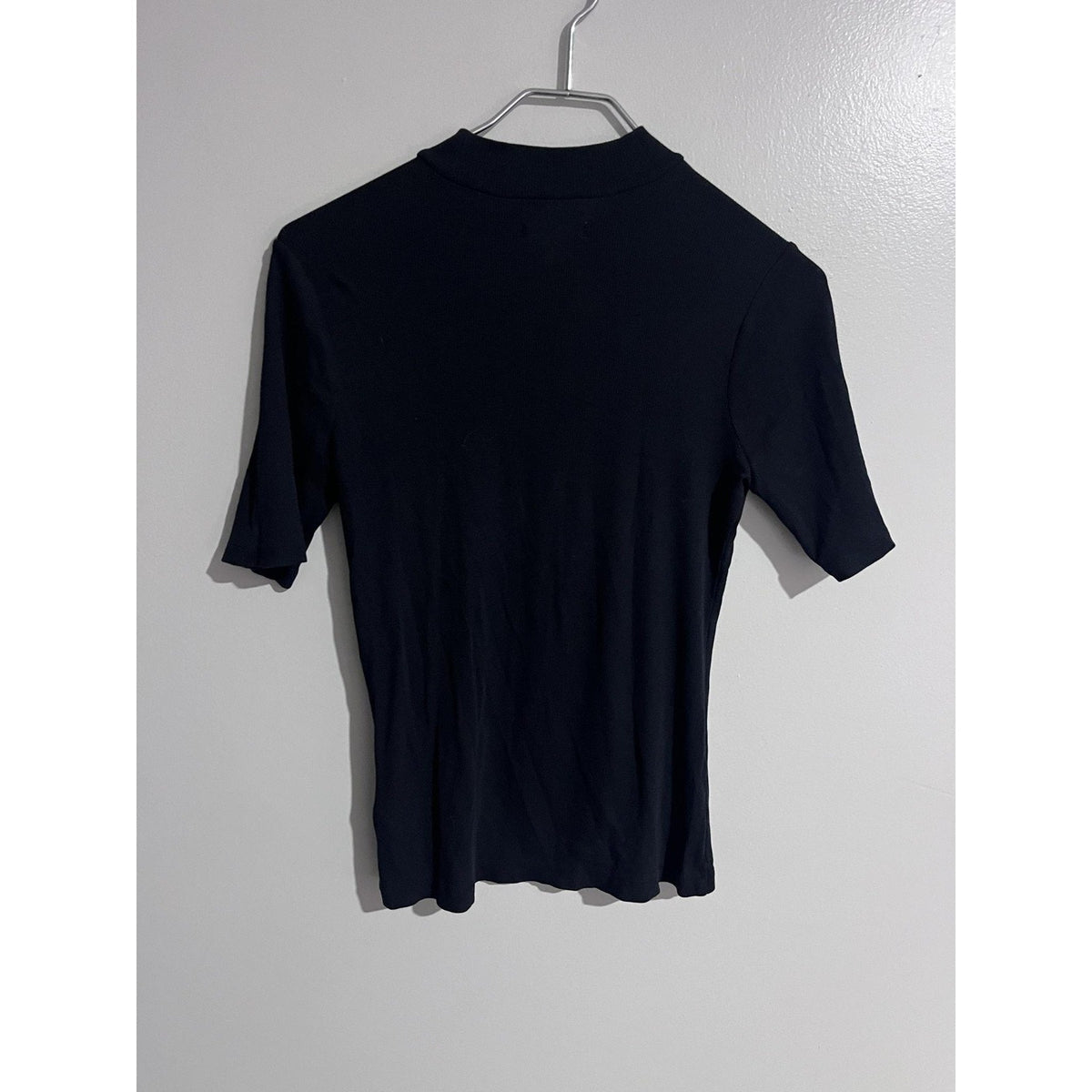 Madewell T-Shirt Womens S Black Mock Neck Slim Stretch Lightweight Basic