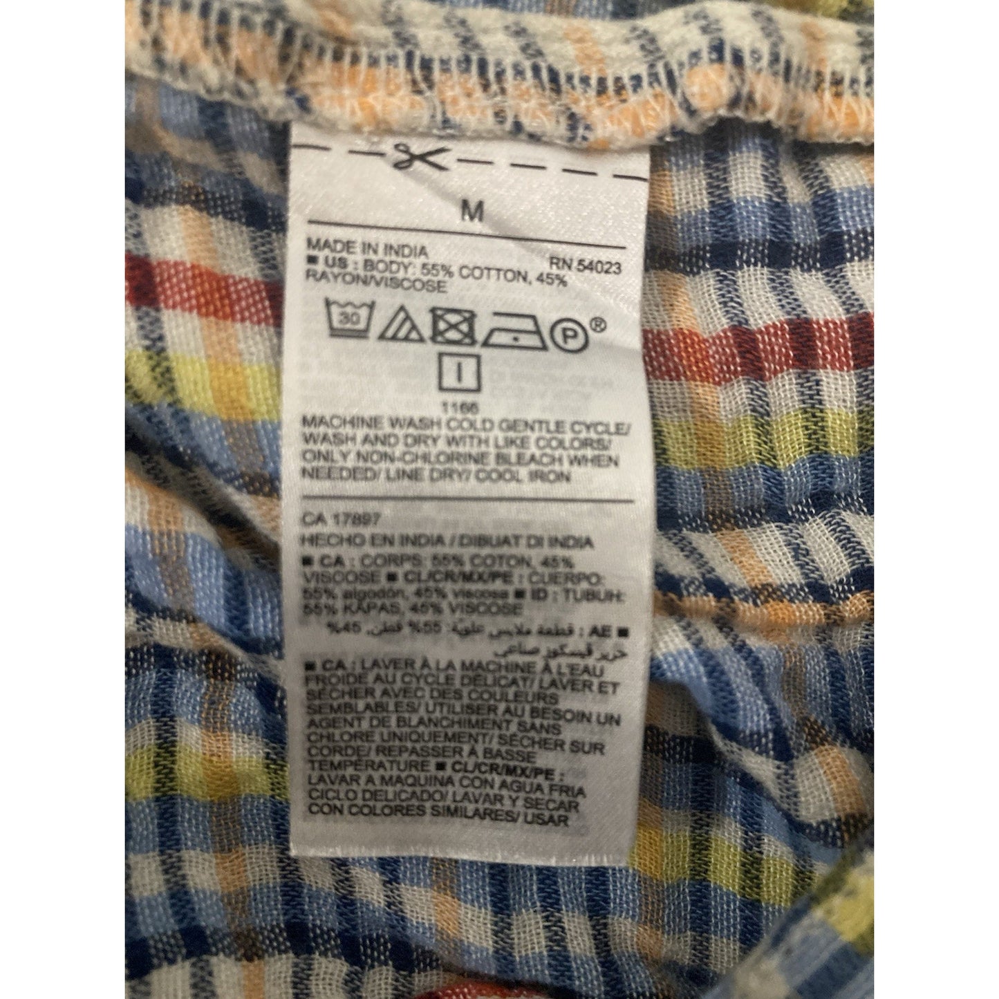 Old Navy Cami Tank Top Womens Medium Multicolor Gingham Babydoll Adjustable