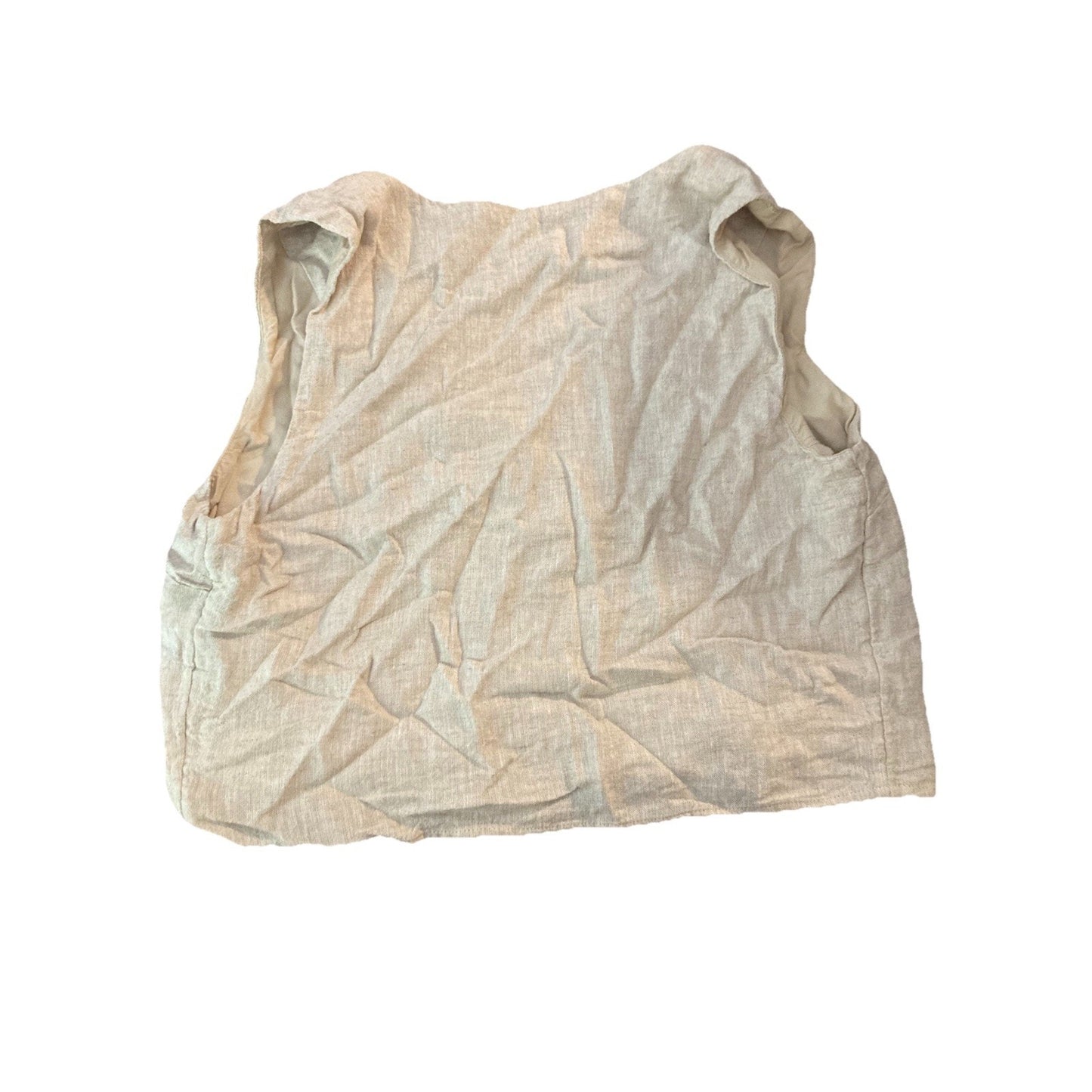 Abercrombie & Fitch Linen Blend Tie Front Vest Womens Oatmeal Size Small