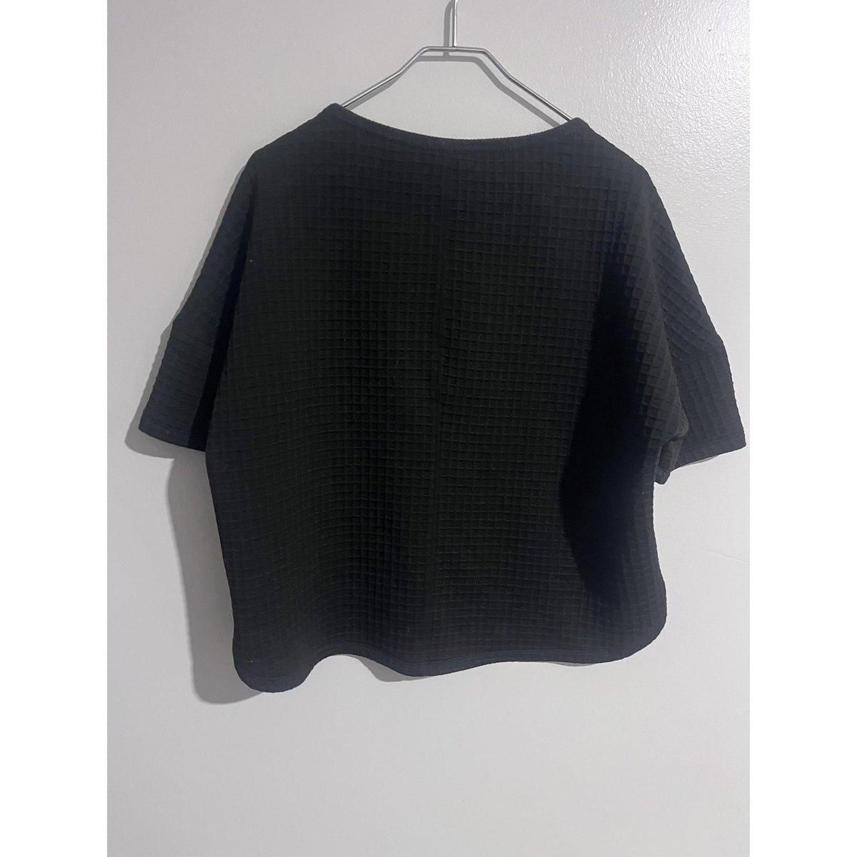 Max Studio London T-Shirt Womens XS Black Geometric Pocket Stretch Casual