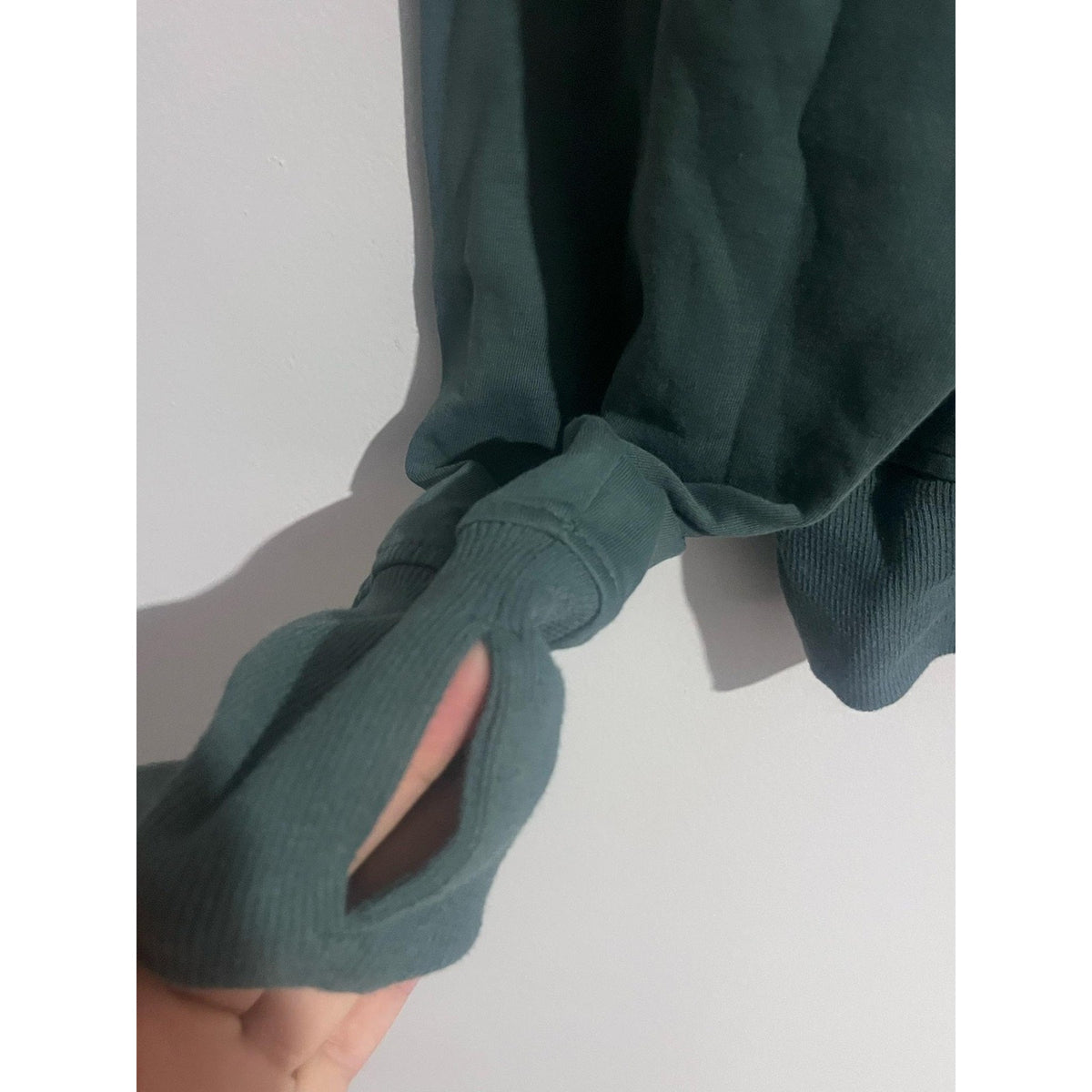 Old Navy Sweatshirt Mens L Green Pullover Zip Thumbholes Pockets Active