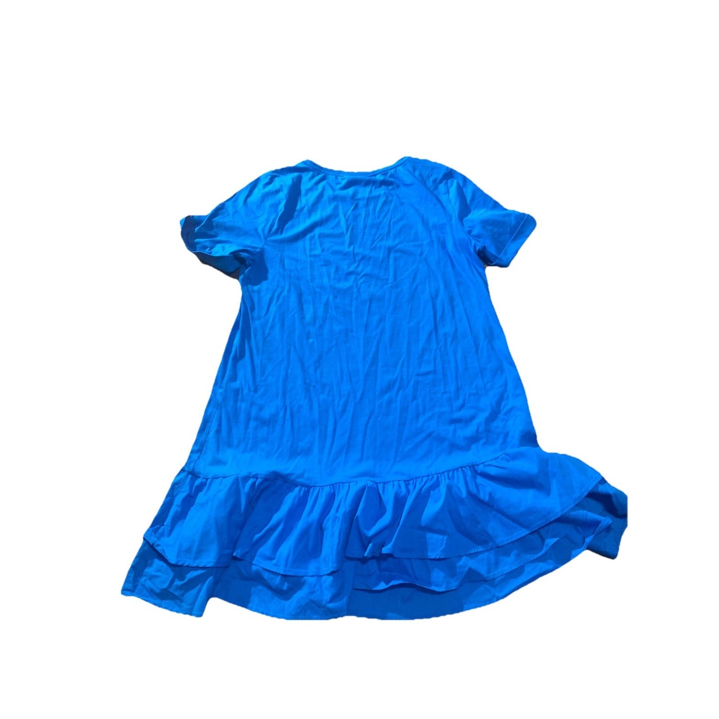 Chico’s Women’s Tiered Ruffle Hem T Shirt Dress Blue Size 2, Large