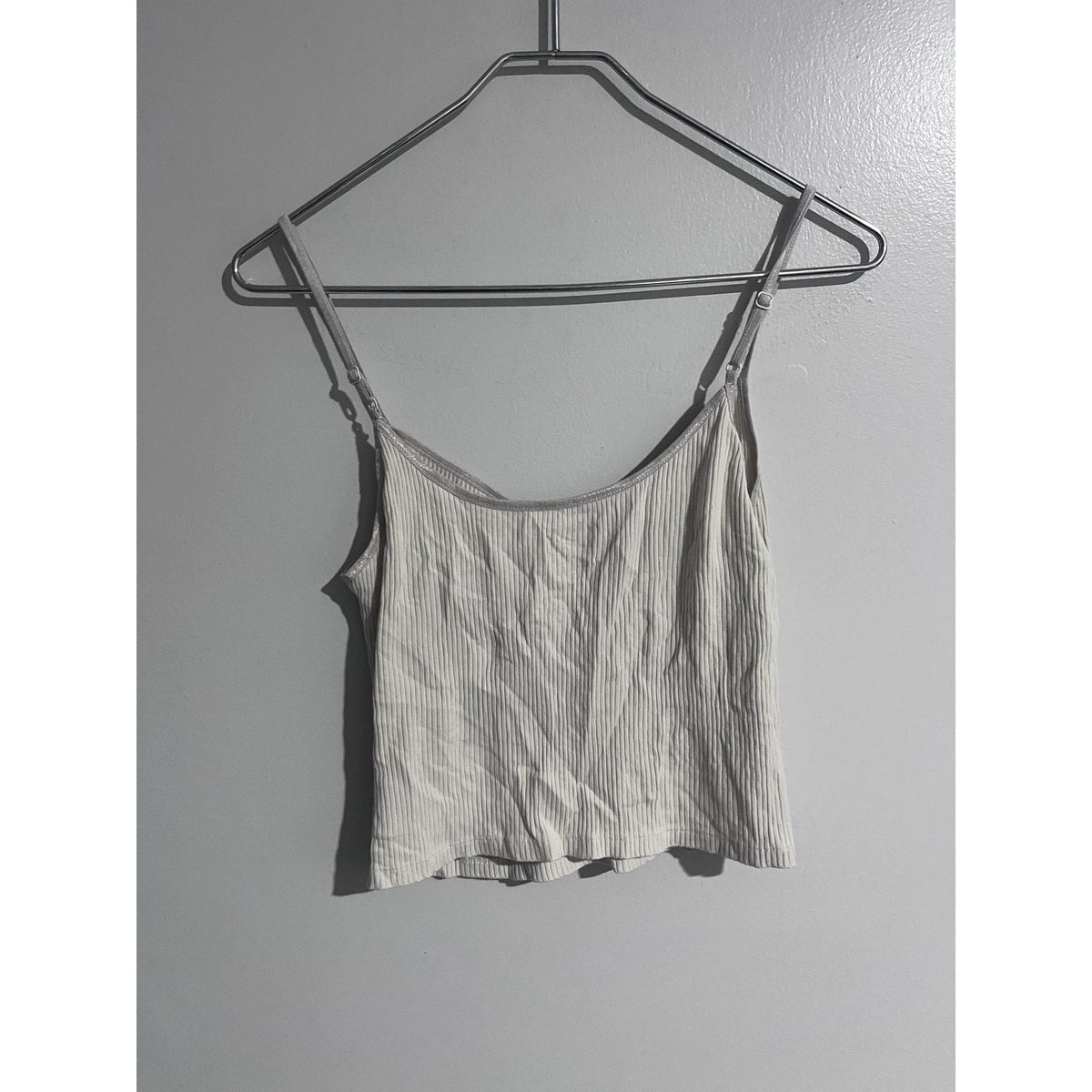 American Eagle Camisole Womens M White Ribbed Knit Adjustable Strappy Tank
