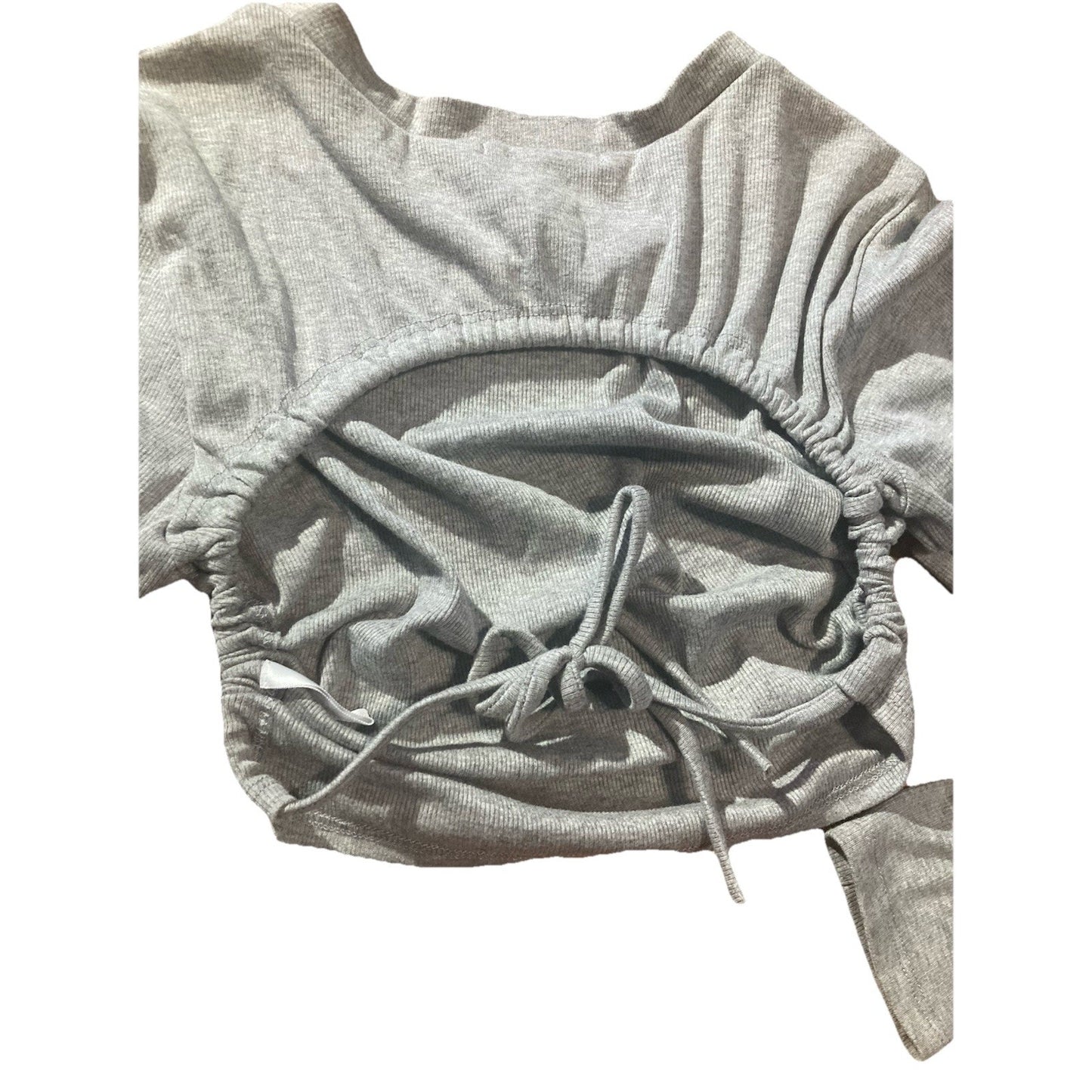 Women's Forever 21 Gray Long Sleeve Crop Top Shirt Size L Cinch Tie Backless