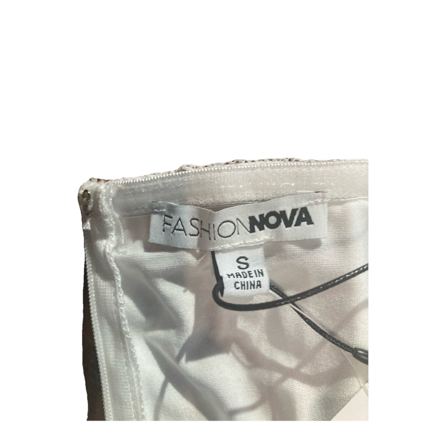 Fashion Nova White Bodycon Ruched Mini Dress Sz S Lace NWT