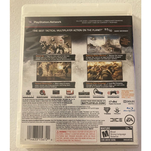 Battlefield: Bad Company 2 (Sony PlayStation 3, 2010) PS3 Complete CIB Tested