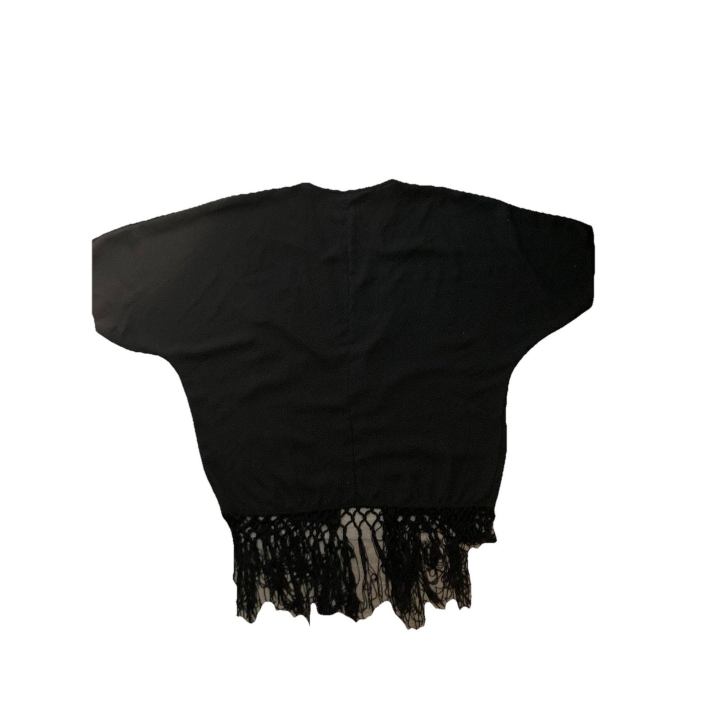 Y2K Charolette Russe Black Sheer Cover Up with Fringe Detail Medium Made USA