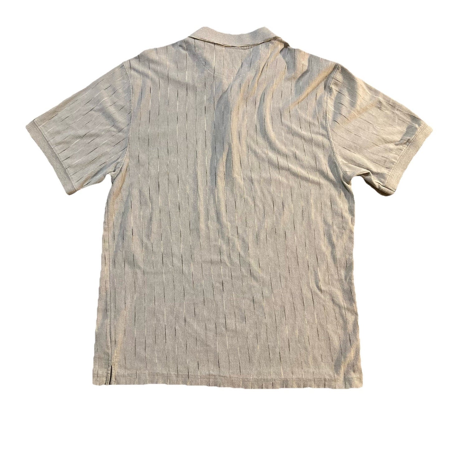 Men’s George Large Gray Stripe Short Sleeve Polo Collared Shirt Y2K