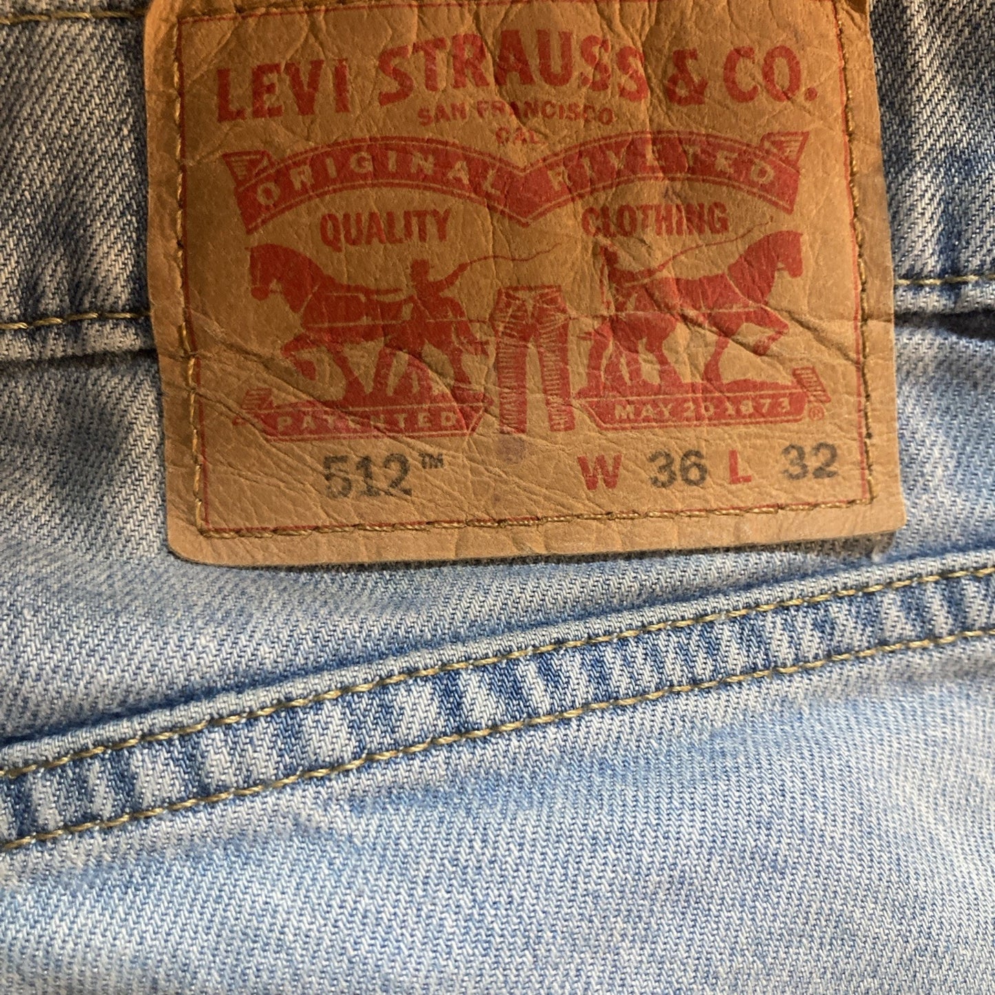 Levis Light Blue Wash Denim Thrashed Y2K Vibe 512 36x32 Jeans