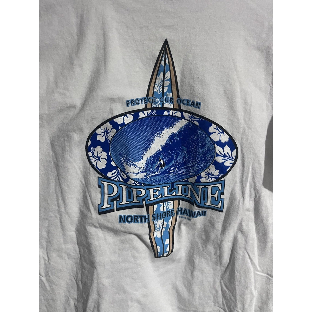 Pipeline Shirt Mens L White Short Sleeve Graphic Cotton North Shore Hawaii