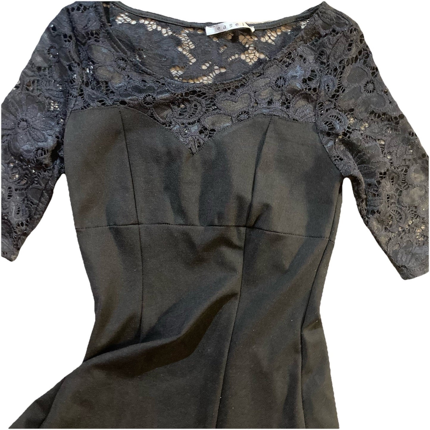 Easel Black Lace Quarter Sleeve Corset Dress Small Tight A Line
