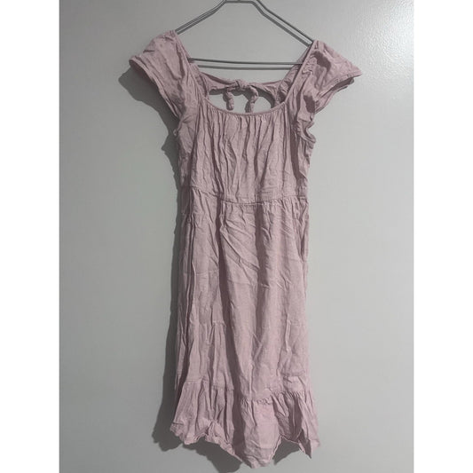Dress Womens 3X Pink Maxi Sundress Smocked Square Neck Tie Flutter Sleeve