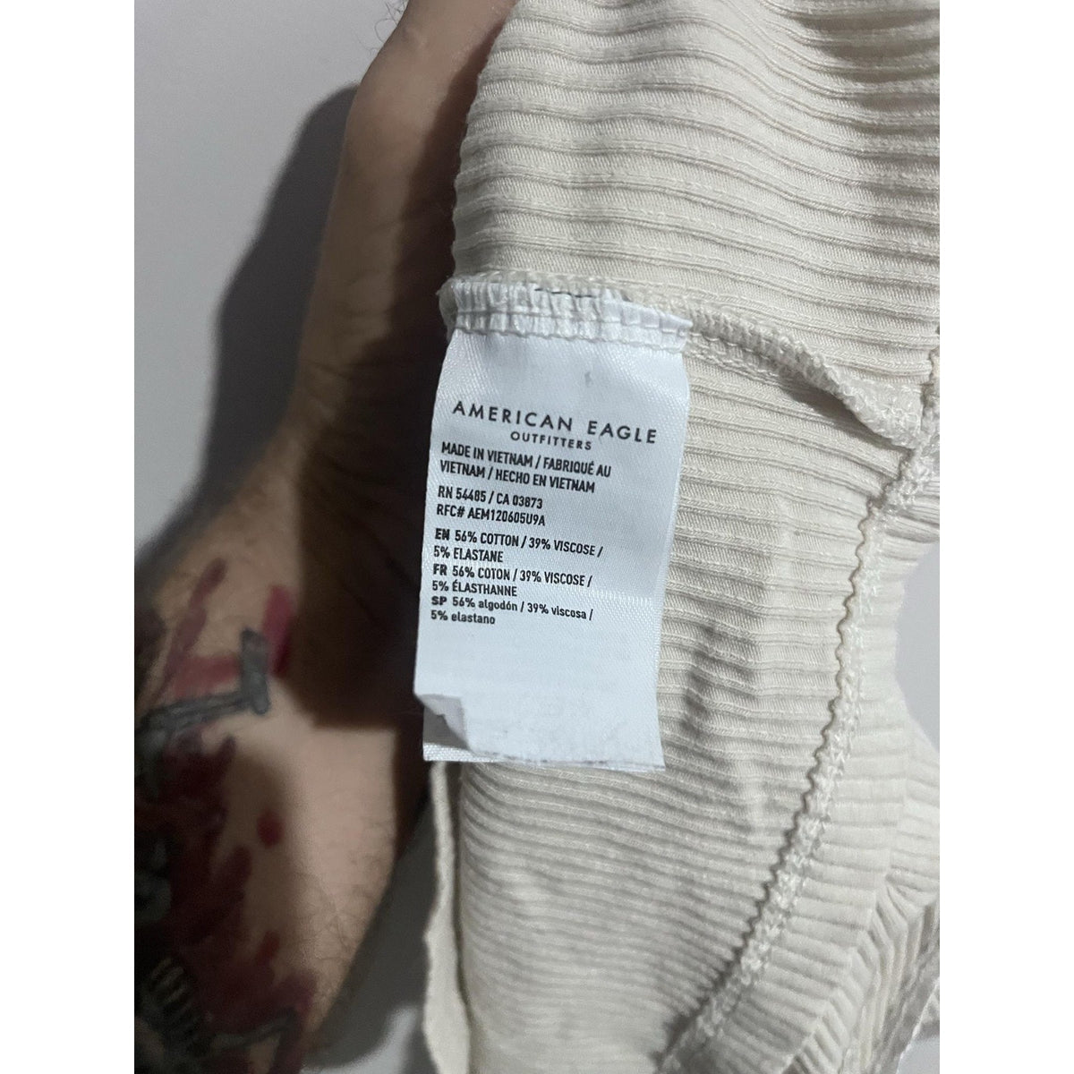 American Eagle Camisole Womens M White Ribbed Knit Adjustable Strappy Tank