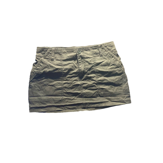 Wild Fable Skirt Womens M Green Solid Cargo Short Twill Pockets Elastic Waist