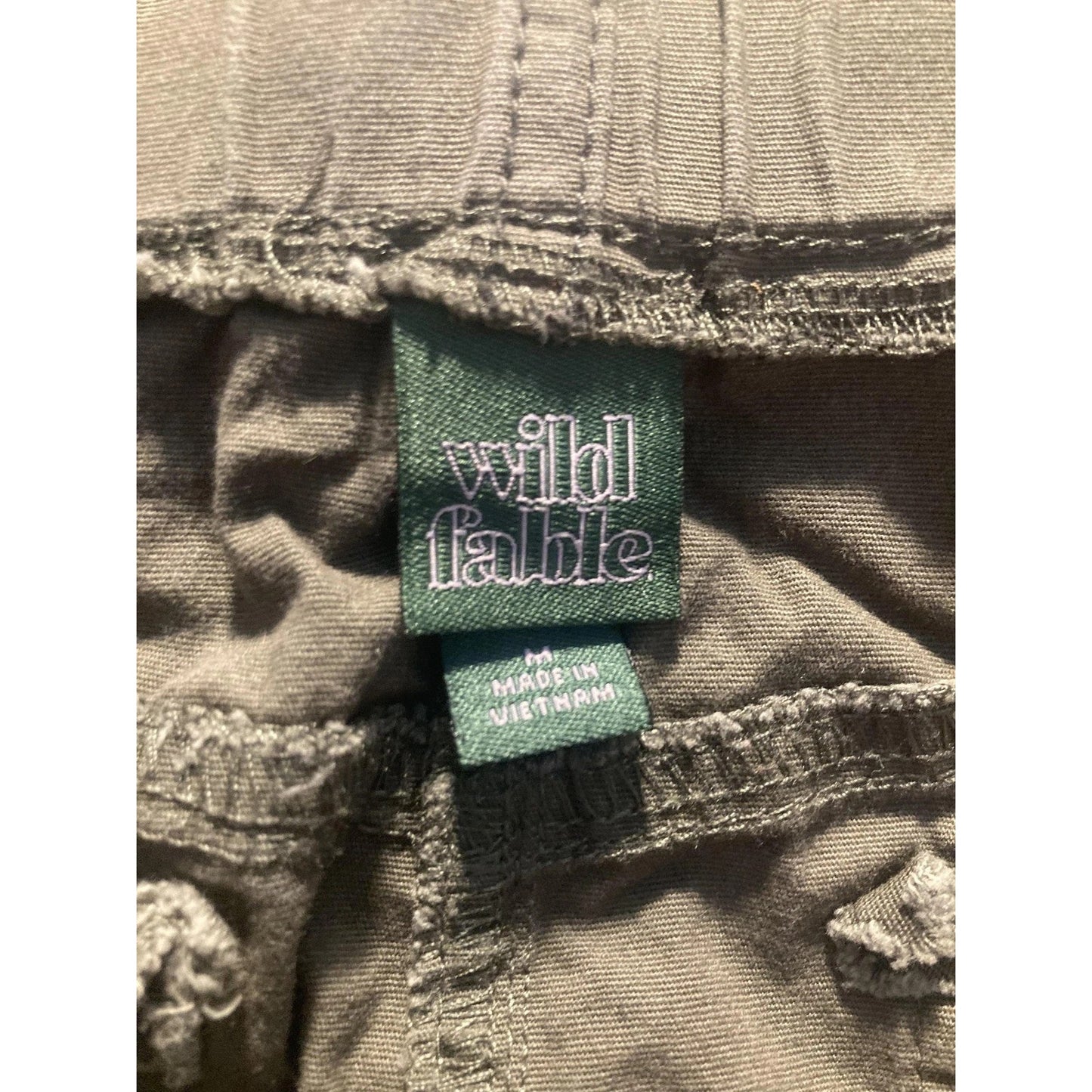 Wild Fable Skirt Womens M Green Solid Cargo Short Twill Pockets Elastic Waist