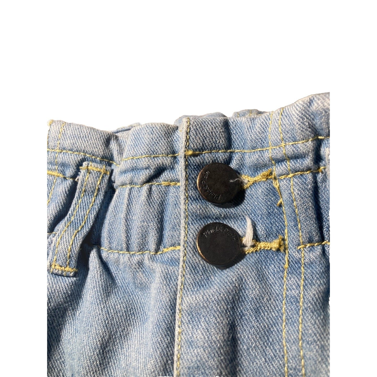 Plaid & Plain Blue Light High Waist Paperbag Elastic Shorts Women’s Size Medium