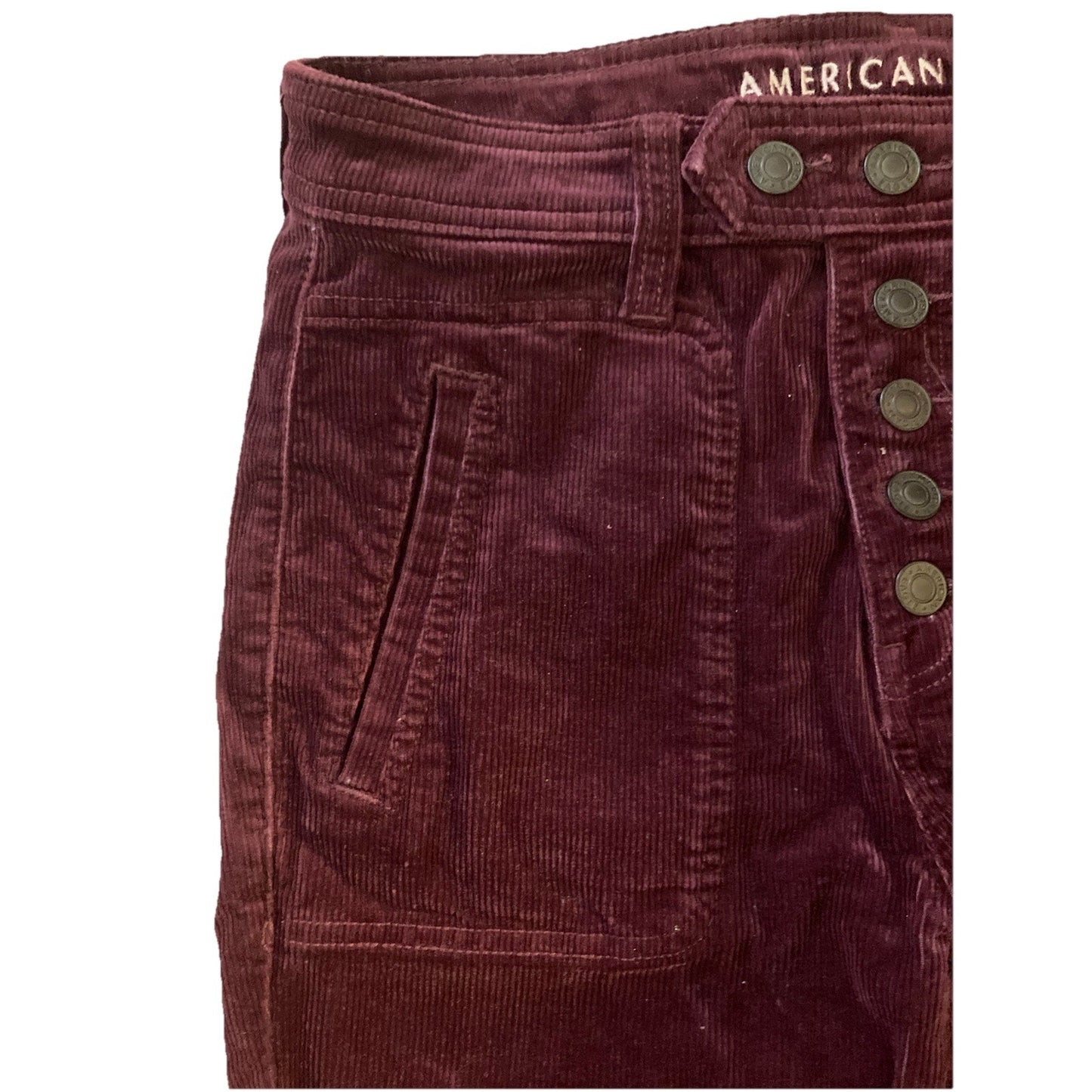 American Eagle Womens Y2K Burgundy Corduroy Jegging Pants Super Stretch Size 6