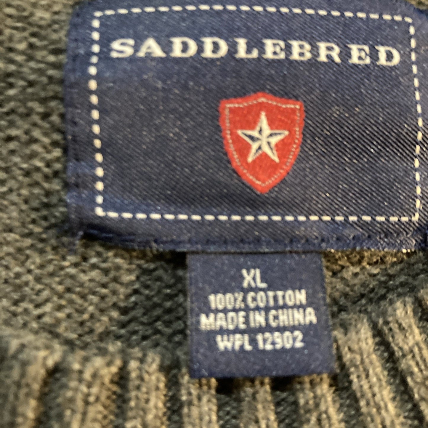 Dark Academia Old Money SADDLEBRED Mens Gray Black Argyle Sweater Cotton XL