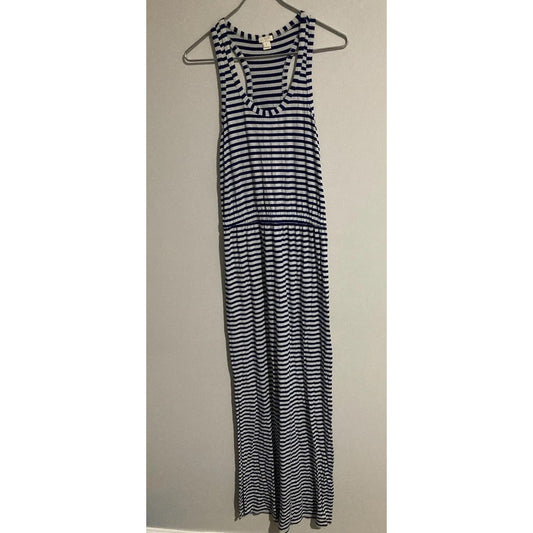 J.CREW Dress Womens S Blue Striped Maxi Tank Scoop Neck Lightweight Summer