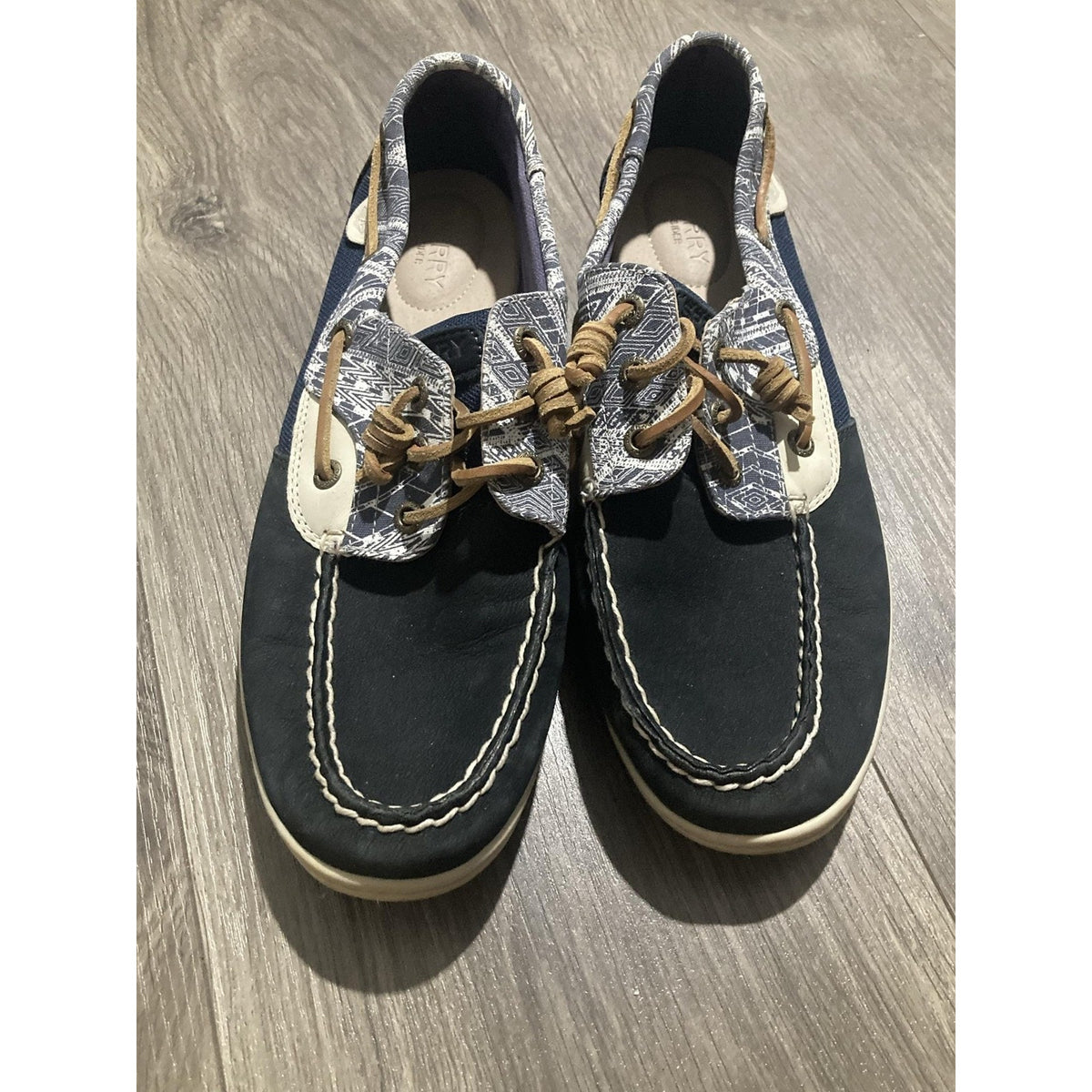 SPERRY Boat Shoe Womens 11M Blue Leather Canvas Comfort Non-Slip STS97218