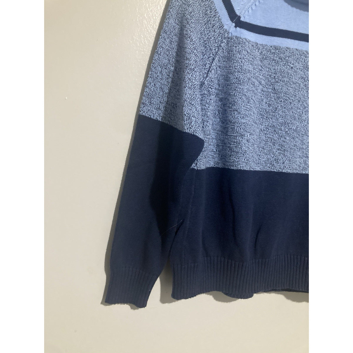Karen Scott Striped Turtleneck Sweater Women’s Medium Blue Gray
