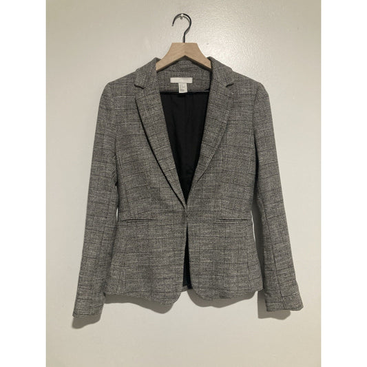 H&M Womens Blazer Hook Front Gray 6 Long Sleeve Collegiate Academia Work Office