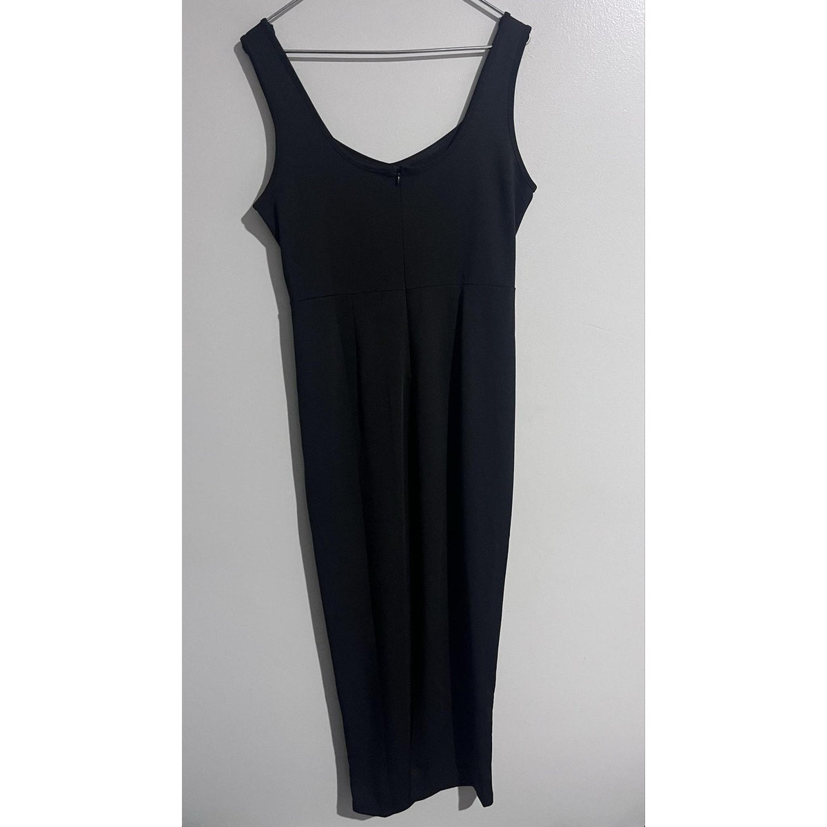 Btfbm Dress Womens L Black Sheath Bodycon Long V-Neck Zip Stretch Party Cocktail