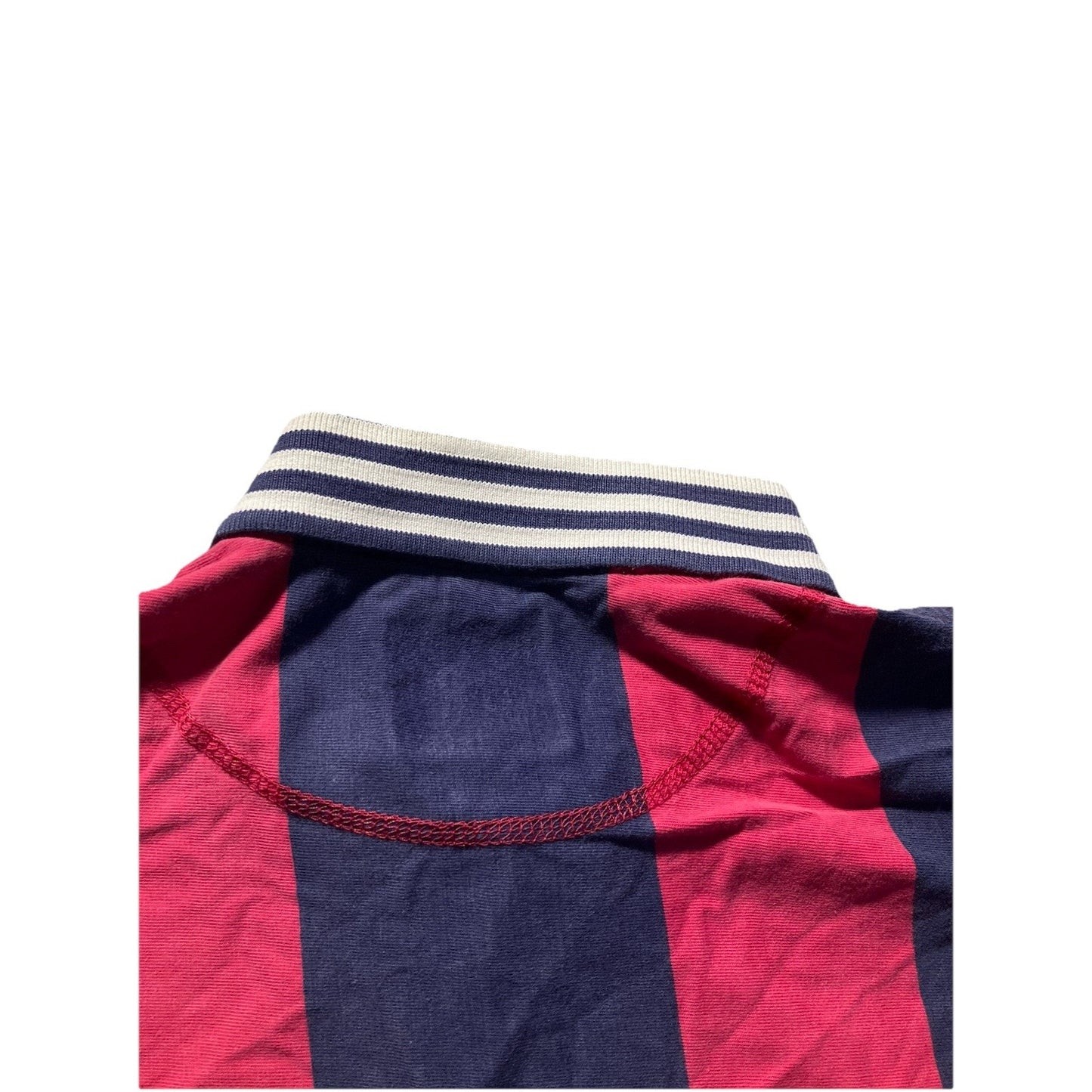 VTG Rugby Shirt Mens 100% Cotton Stripe XL Blue Red Made In USA Cutter And Buck