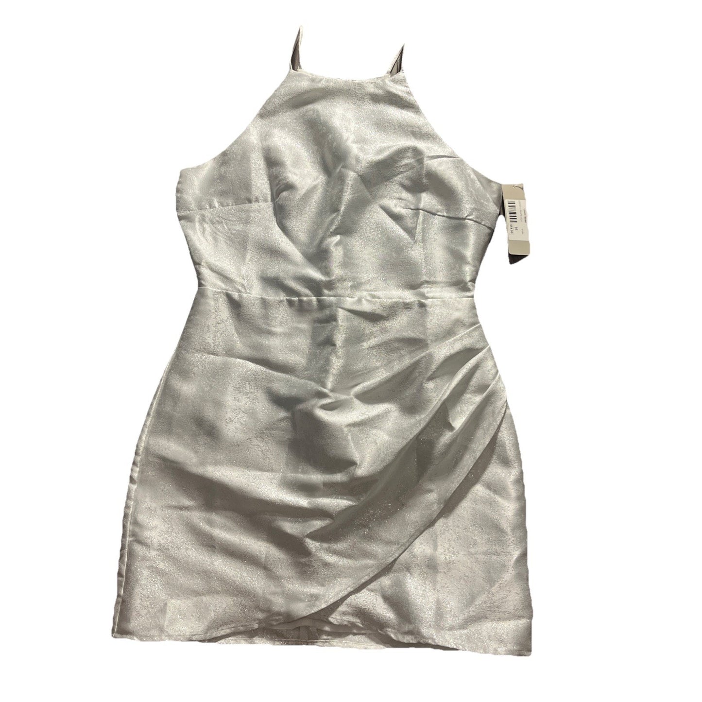 Lizard Thicket Storia Medium WHITE SILVER RUCHED HALTER NECKLINE MINI DRESS
