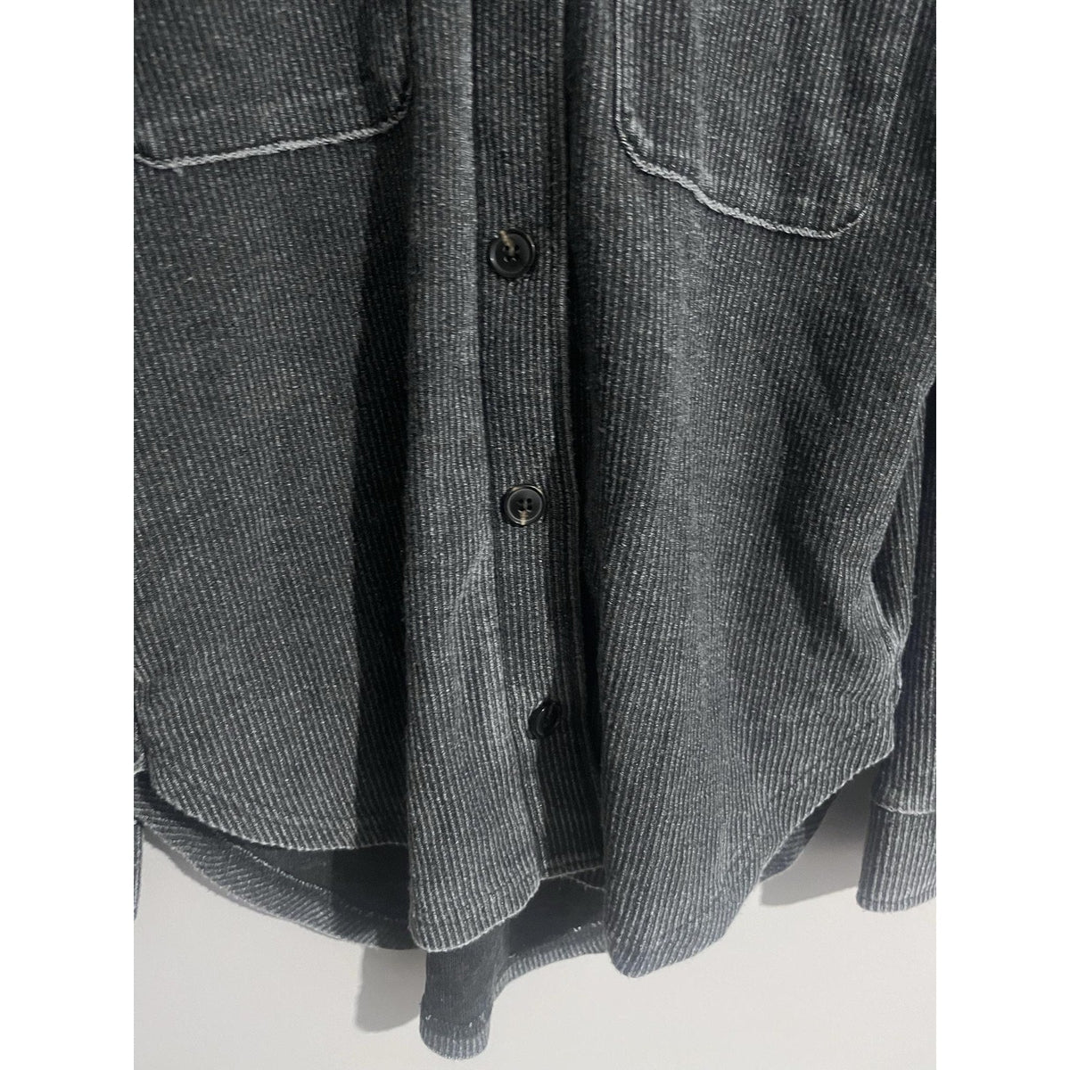 Thread & Supply Button-Up Womens XS Gray Striped Collared Knit Long Sleeve