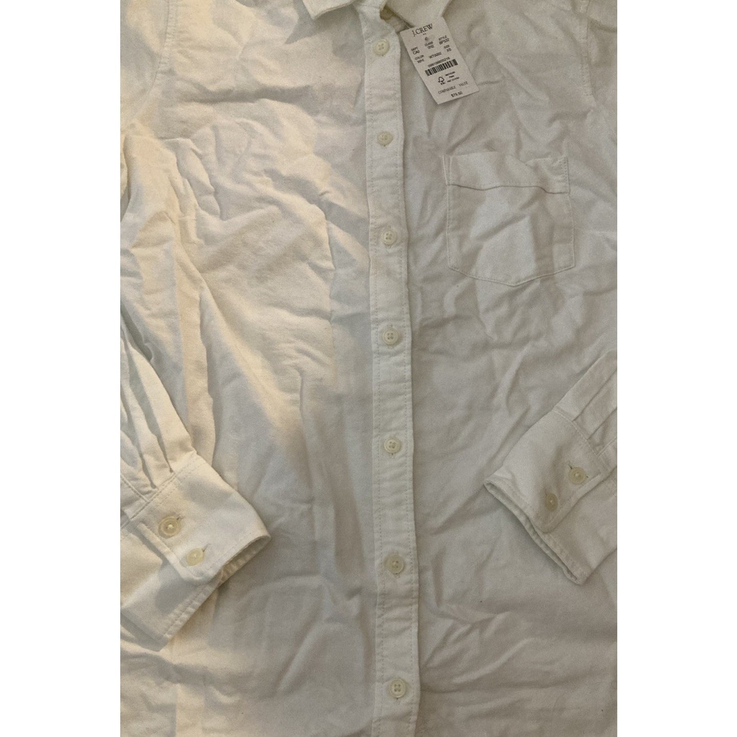 NWT J Crew Womens Shirt Size XS Button-Down White 100% Cotton Long Sleeve Solid