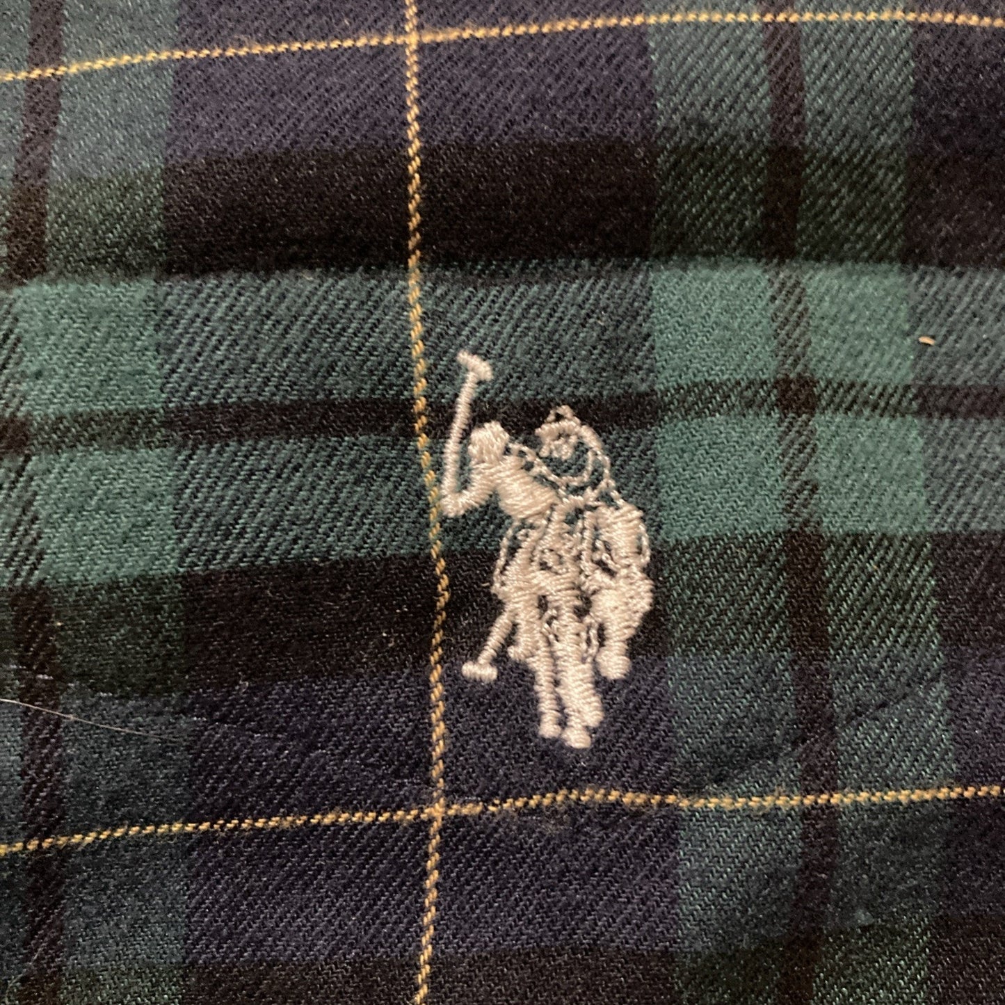 Skater US Polo Assn Flannel Shirt Mens Blue Green Plaid Button Western Casual L
