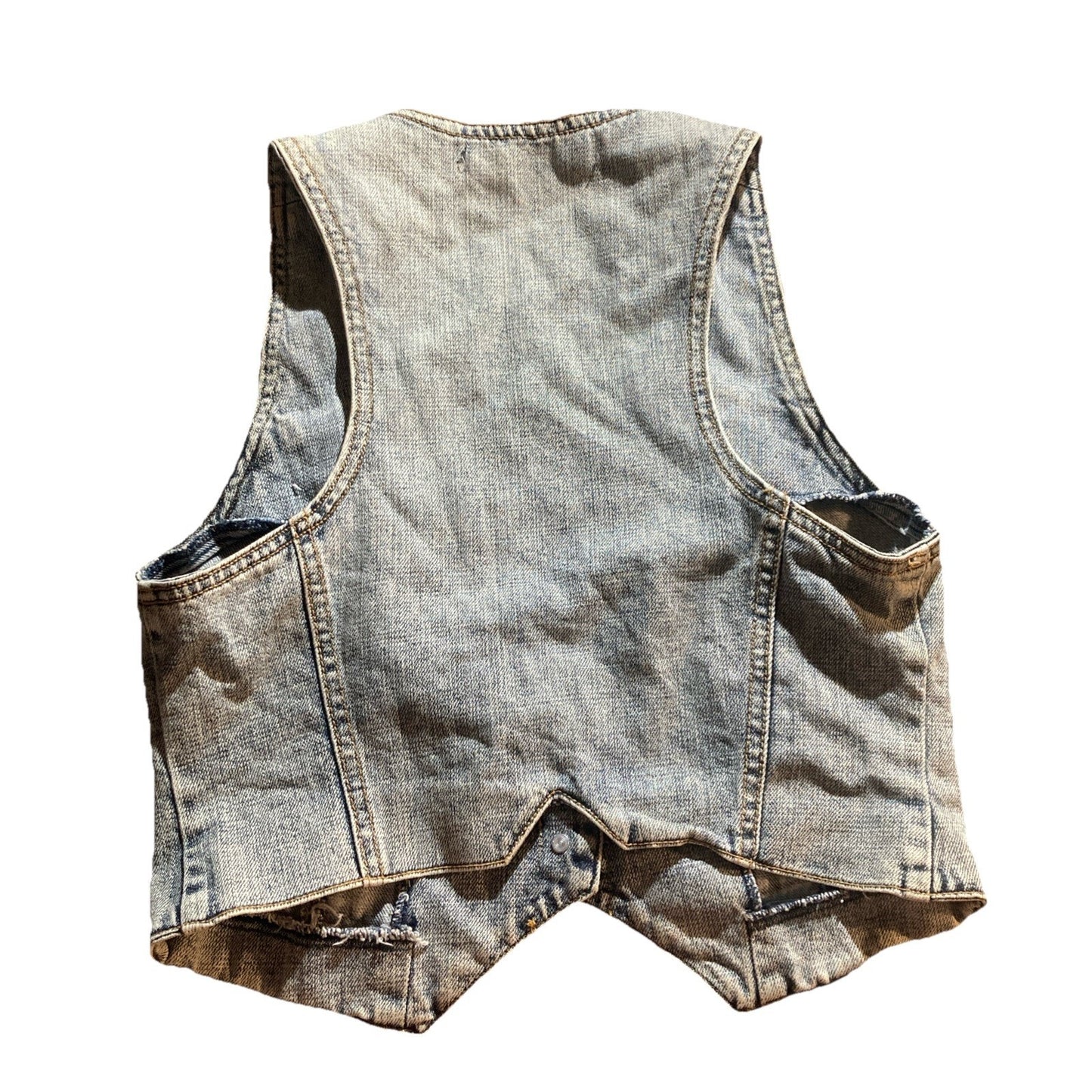 Grunge Y2K Furst Premium Denim Vest Button Front Size 10 Utility Cargo Style