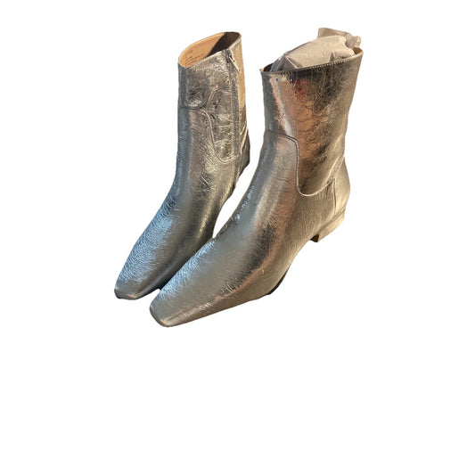 Cowgirl Chic Steve Madden $149 Dusty Silver Leather Ankle Boot Size 9.5 NEW