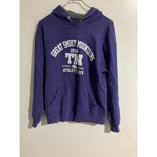 Hoodie Mens M Purple Great Smoky Mountains TN Pullover Hooded Pocket Graphic