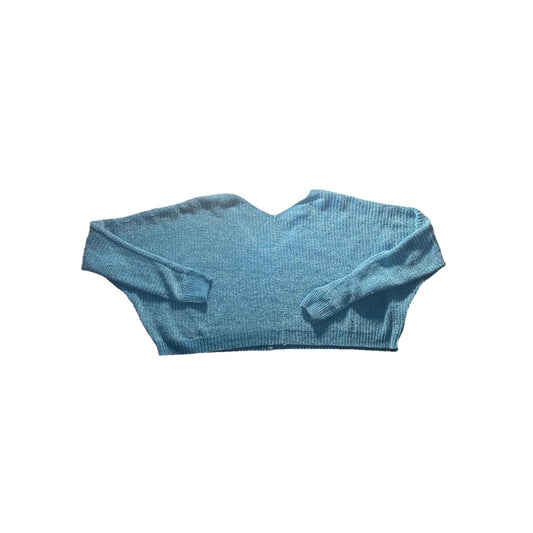 Double Zero Sweater Womens M Blue Chenille V Neck Dolman Sleeve Knit Pullover