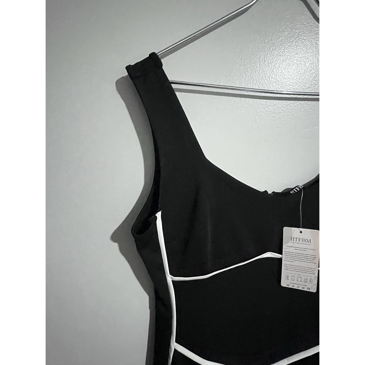 Btfbm Dress Womens L Black Sheath Bodycon Long V-Neck Zip Stretch Party Cocktail