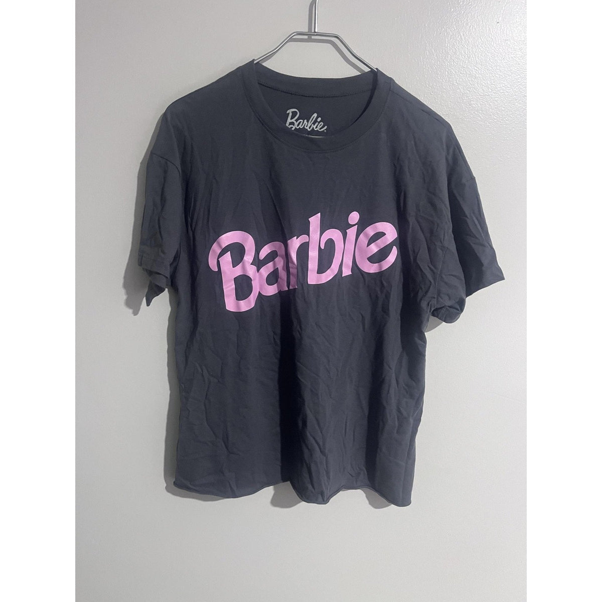 Barbie T-Shirt Womens XL Black Crew Neck Short Sleeve Relaxed Basic Logo