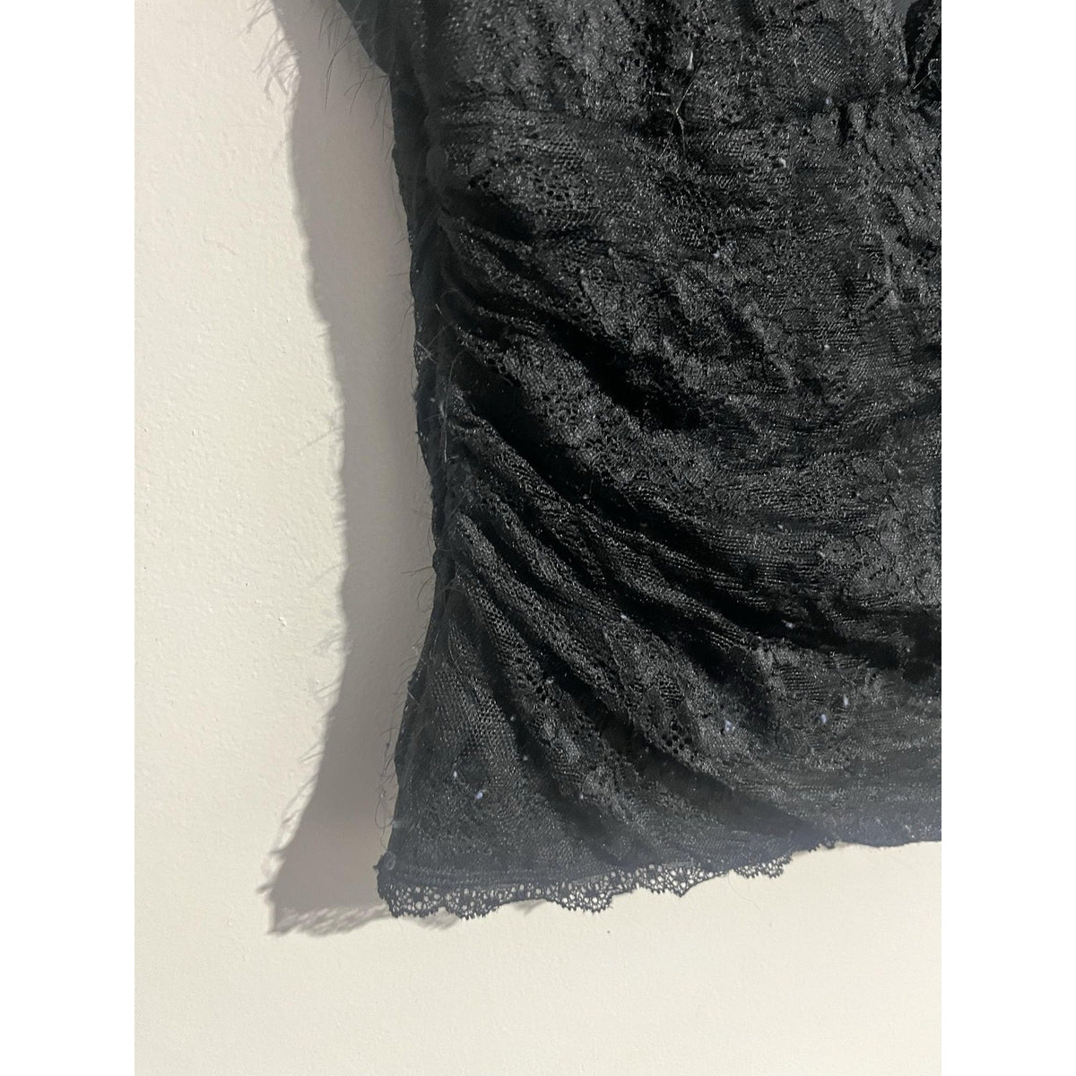 Abercrombie & Fitch Blouse Womens S Black Lace V-Neck Cap Sleeve Lined