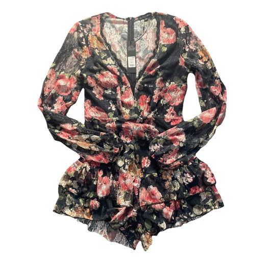 Fashion Nova Bell Sleeve Floral Ruffle Lace Romper Size S NWT