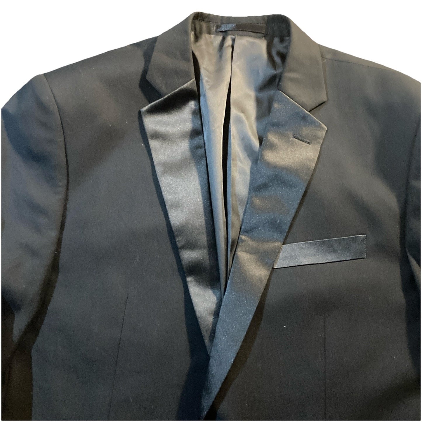 Dark Romantic BELLIO Tuxedo Jacket Mens 42L Black Satin Classic Formal Blazer