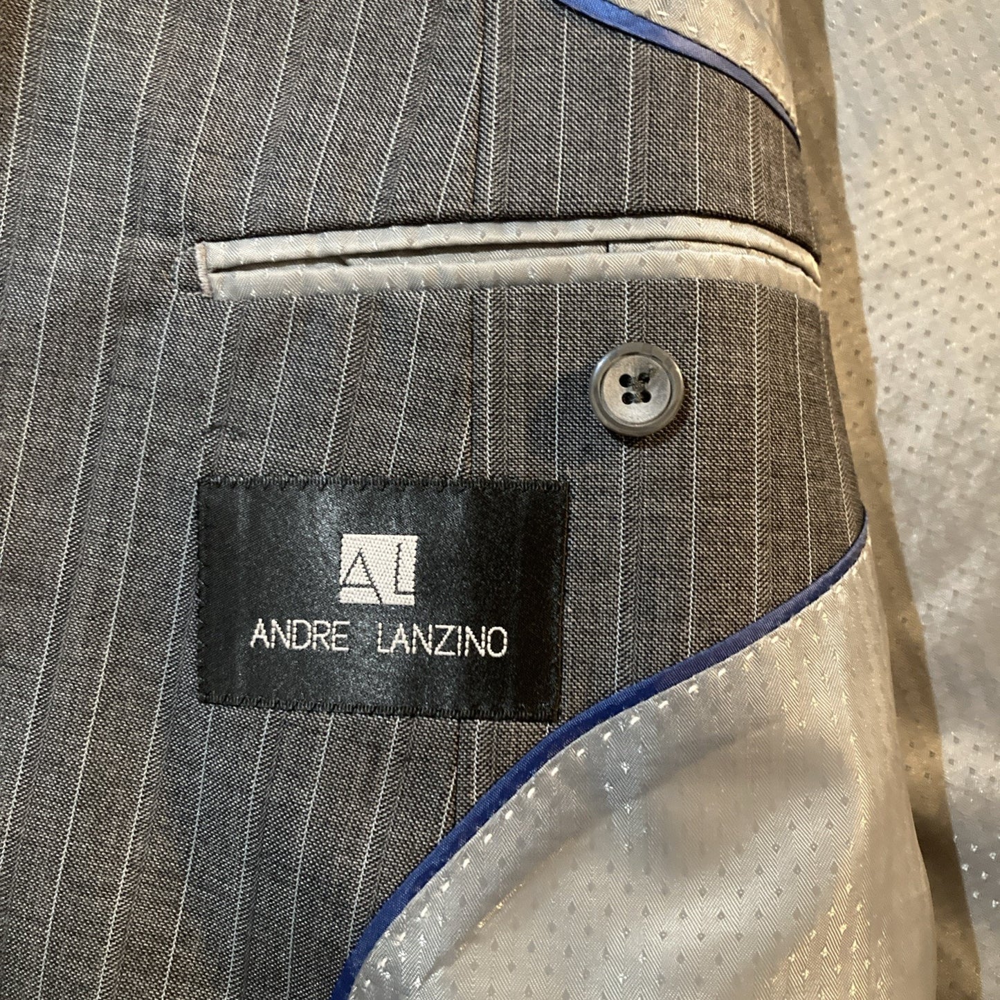 Quiet Luxury Andre Lanzino Blazer Jacket Mens Gray Striped 100% Wool R50 W45