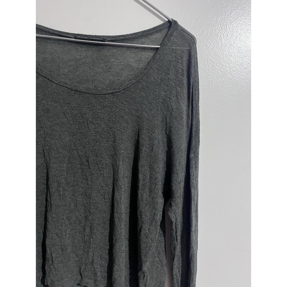 Brandy Melville T-Shirt Womens One Size Gray Scoop Neck Long Sleeve Basic